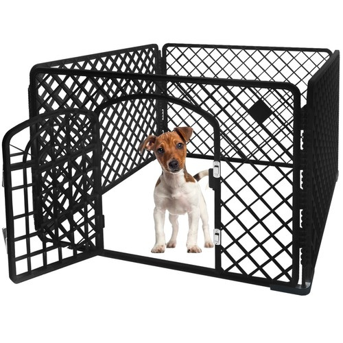 Husdjurshage 90 x 90 x 60 cm – Hundhage i Metall med Grind, 4 Paneler