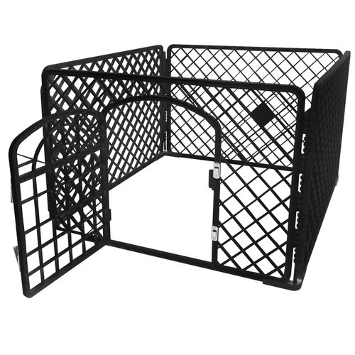 Husdjurshage 90 x 90 x 60 cm – Hundhage i Metall med Grind, 4 Paneler