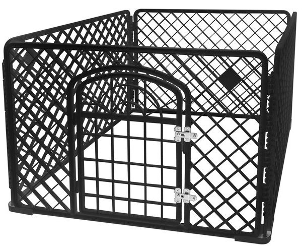 Husdjurshage 90 x 90 x 60 cm – Hundhage i Metall med Grind, 4 Paneler
