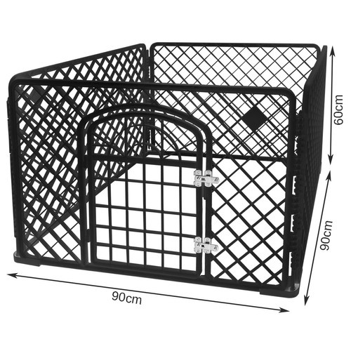 Husdjurshage 90 x 90 x 60 cm – Hundhage i Metall med Grind, 4 Paneler
