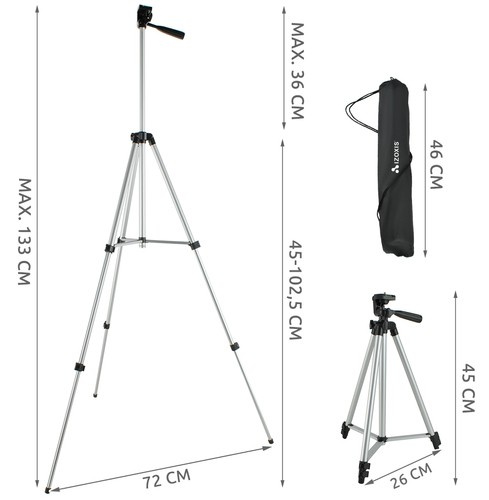 Kamerastativ 45–133 cm för Mobil & Kamera – Aluminium med Mobilhållare och Fjärrutlösare