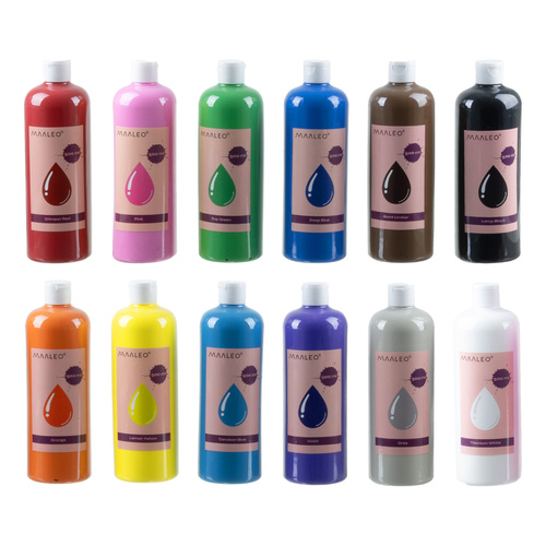 Affischfärg 12-pack 500 ml – Vattenbaserade Färger för Kreativt Skapande