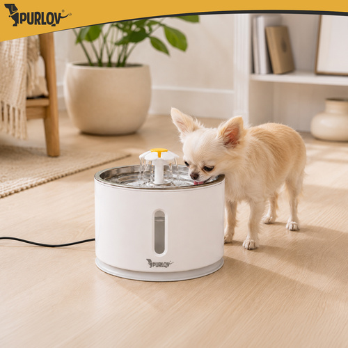 Vattenfontän 2,4 L för Hund & Katt – Automatisk Vattenfontän med LED & Filter