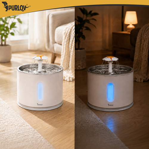 Vattenfontän 2,4 L för Hund & Katt – Automatisk Vattenfontän med LED & Filter