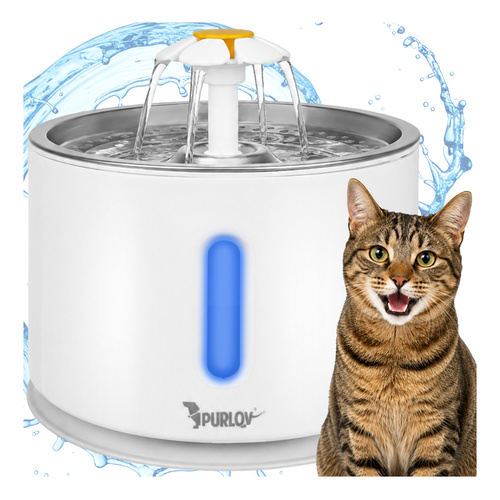 Vattenfontän 2,4 L för Hund & Katt – Automatisk Vattenfontän med LED & Filter