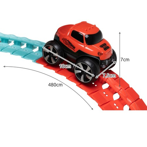 Racerbana 196 Delar – Flexibel Bilbana med LED-bil
