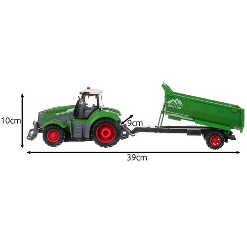 Fjärrstyrd Traktor med Släp – RC Traktor med Tippbart Släp & LED-ljus