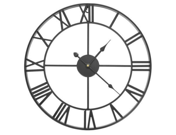 Retro Väggklocka 47 cm – Svart med Romerska Siffror