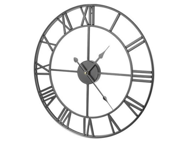 Retro Väggklocka 47 cm – Svart med Romerska Siffror