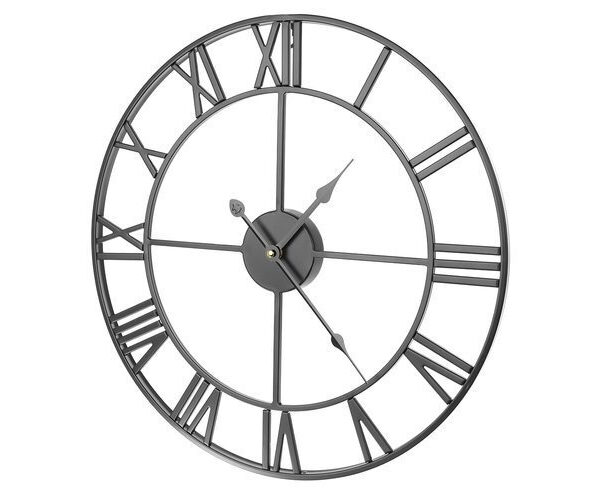 Retro Väggklocka 47 cm – Svart med Romerska Siffror