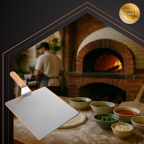 Pizzaspade i Rostfritt Stål – Pizzaspade med Trähandtag & Silikonhandtag