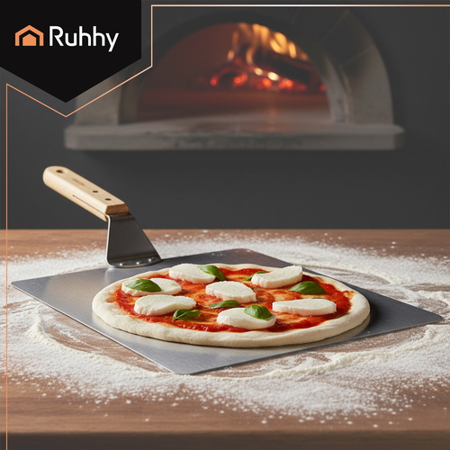 Pizzaspade i Rostfritt Stål – Pizzaspade med Trähandtag & Silikonhandtag