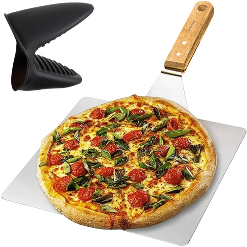 Pizzaspade i Rostfritt Stål – Pizzaspade med Trähandtag & Silikonhandtag