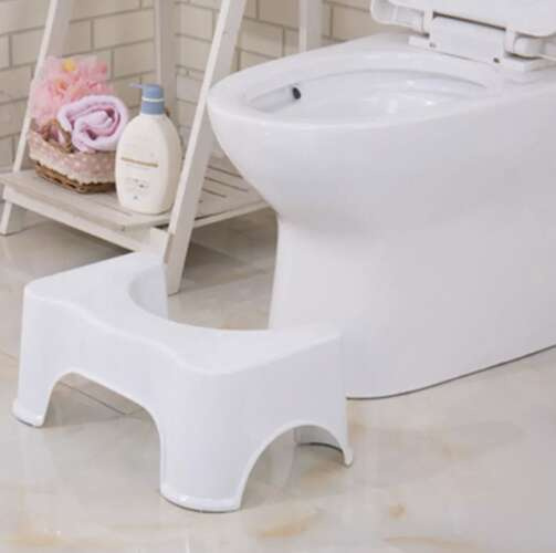 Toalettpall Vit Plast - Ergonomisk Fotpall med Halkskydd 42 x 17 x 26 cm
