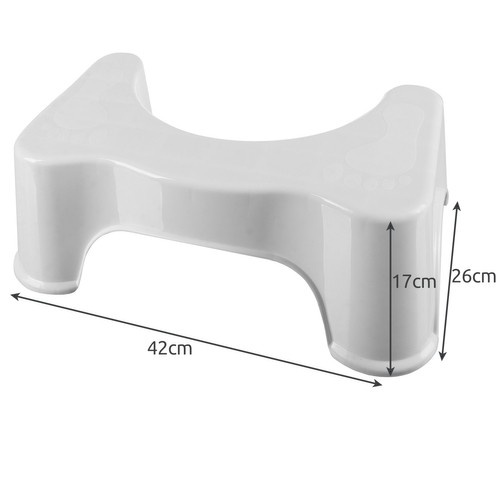 Toalettpall Vit Plast - Ergonomisk Fotpall med Halkskydd 42 x 17 x 26 cm