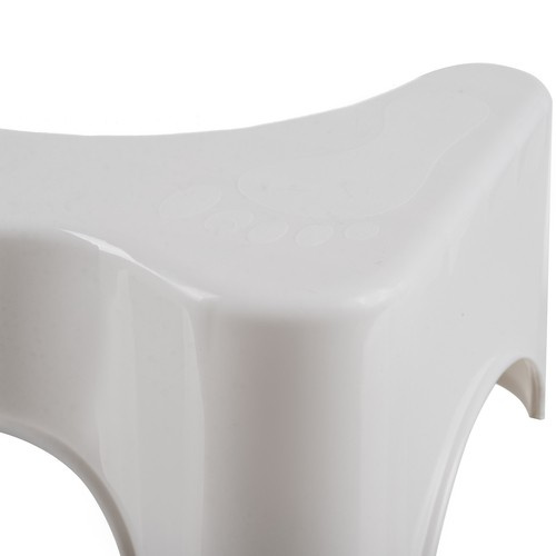 Toalettpall Vit Plast - Ergonomisk Fotpall med Halkskydd 42 x 17 x 26 cm