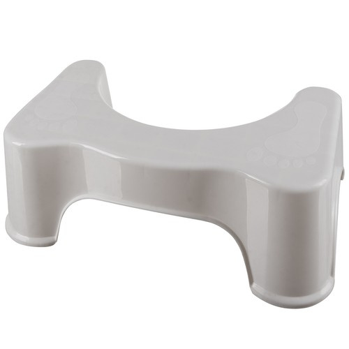 Toalettpall Vit Plast - Ergonomisk Fotpall med Halkskydd 42 x 17 x 26 cm