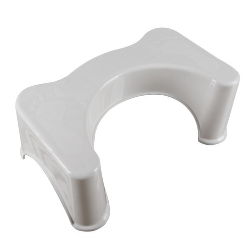 Toalettpall Vit Plast - Ergonomisk Fotpall med Halkskydd 42 x 17 x 26 cm