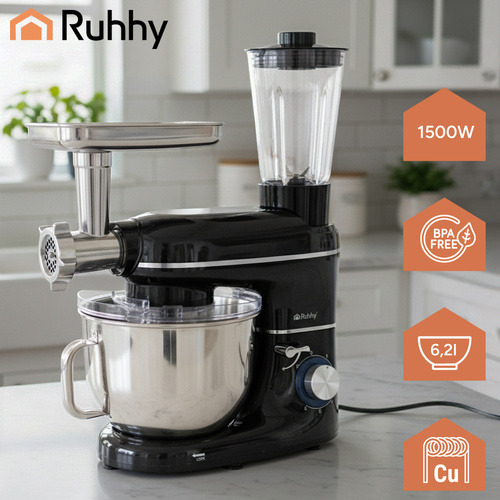Köksmaskin 2200 W 6,2 L – Matberedare med Blender, Köttkvarn & Planetarisk Blandning
