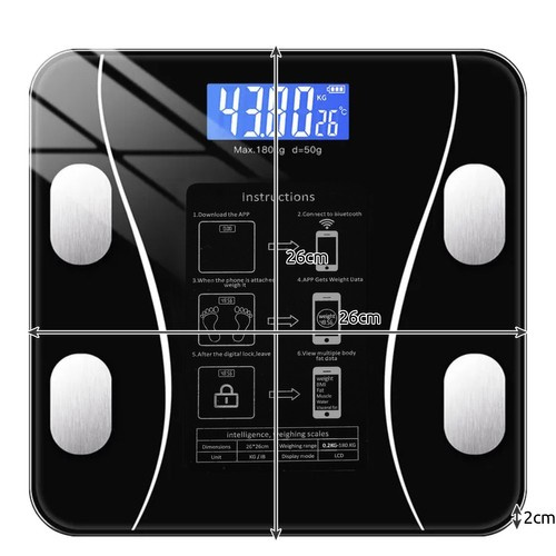 Analytisk Personvåg med Bluetooth – Badrumsvåg 180 kg med LCD-Display