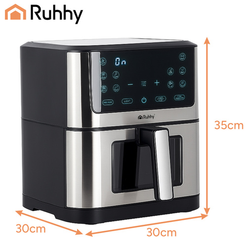 Varmluftsfritös 8 L 1800 W – Airfryer med LED-Display, 10 Program & Insynsfönster