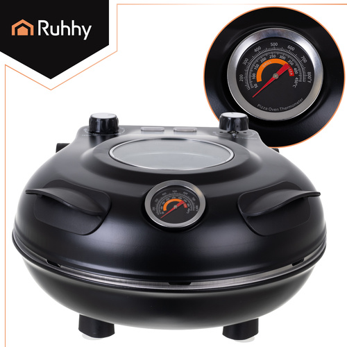 Elektrisk Pizzaugn 1200 W – Pizzaugn med Keramisk Pizzasten, 420 °C & 2 Pizzaspadar