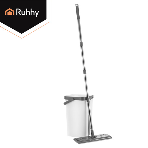 Spraymopp med Dubbelkammarhink 11 L – Platt Mopp med Handsfree Urvridning & 3 Moppskydd