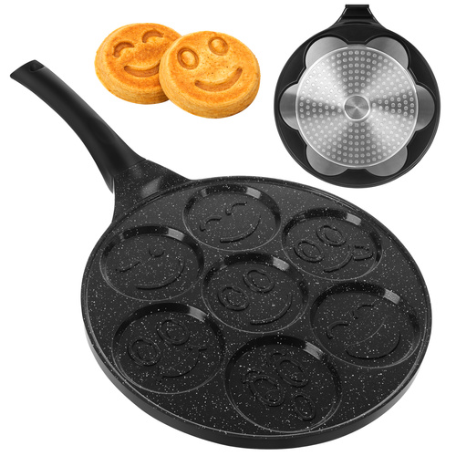 Stekpanna för Ägg & Pannkakor 26,5 cm – Nonstick Panna med 7 Formar för Induktion