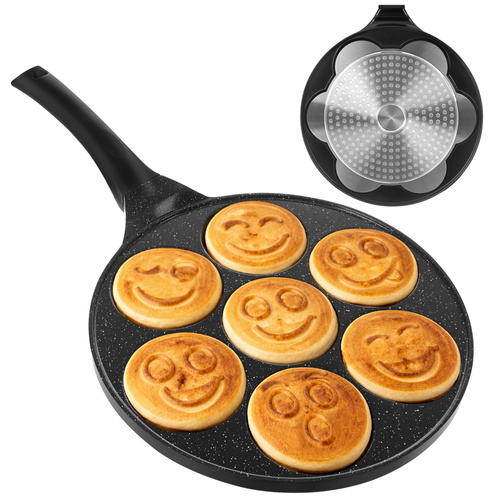 Stekpanna för Ägg & Pannkakor 26,5 cm – Nonstick Panna med 7 Formar för Induktion