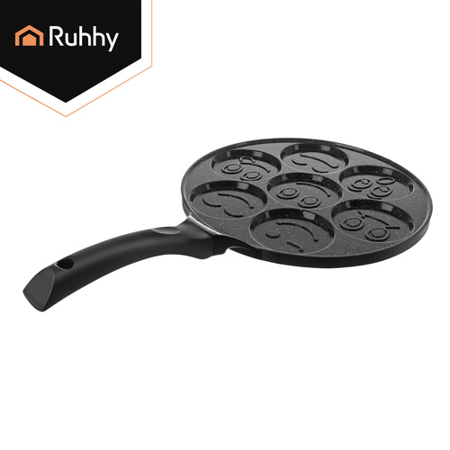 Stekpanna för Ägg & Pannkakor 26,5 cm – Nonstick Panna med 7 Formar för Induktion
