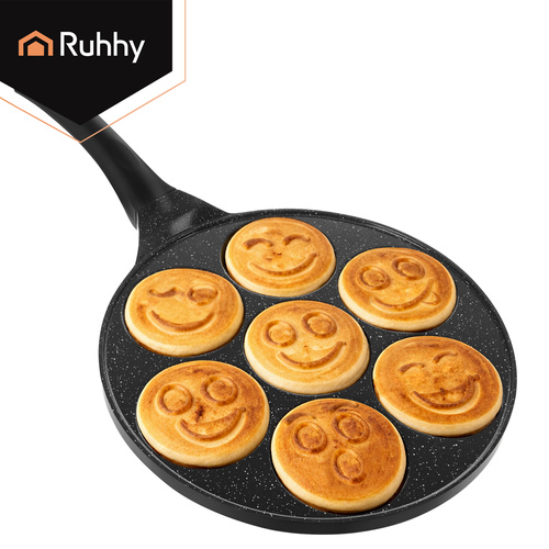 Stekpanna för Ägg & Pannkakor 26,5 cm – Nonstick Panna med 7 Formar för Induktion