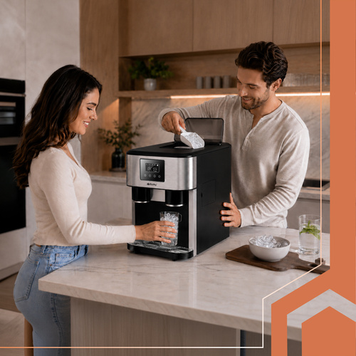 Ismaskin 3-i-1 15 kg/24 h – Iskubsmaskin med Iskross, Kallvattendispenser & LCD-Display