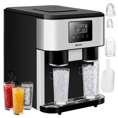 Ismaskin 3-i-1 15 kg/24 h – Iskubsmaskin med Iskross, Kallvattendispenser & LCD-Display
