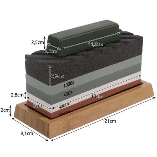 Knivslipset 9 Delar – Vattenbrynen 400/1000/3000/8000 med Läderrem