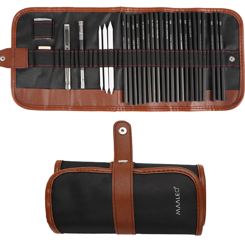 Skissset 27 Delar – Ritset med Skisspennor, Kolpennor & Fodral