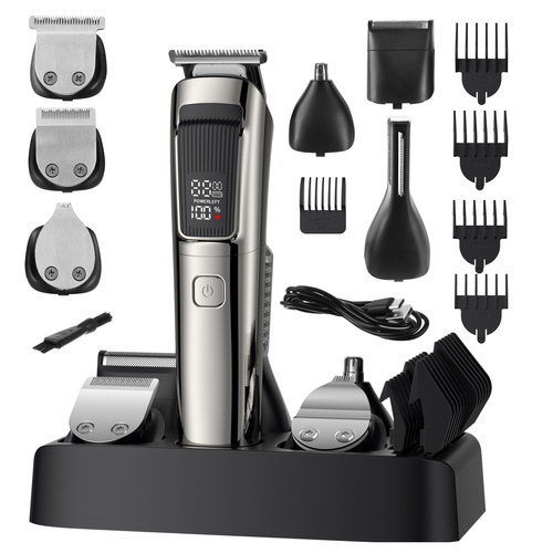 Hårtrimmer & Rakapparat 8-i-1 – Skäggtrimmer med USB-C & Display