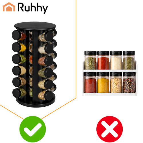 Kryddburkar 20-pack 90 ml – Roterande Kryddställ med Etiketter & Tratt