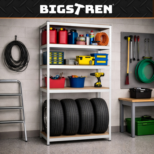 Förvaringshylla 180 x 100 x 60 cm – Metallhylla med 5 Justerbara Hyllplan, 3-i-1 & 1000 kg