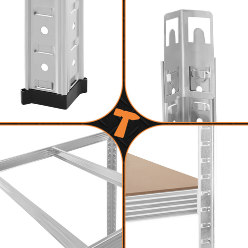 Förvaringshylla 180 x 100 x 60 cm – Metallhylla med 5 Justerbara Hyllplan, 3-i-1 & 1000 kg