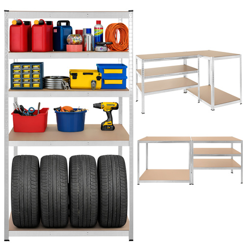 Förvaringshylla 180 x 100 x 60 cm – Metallhylla med 5 Justerbara Hyllplan, 3-i-1 & 1000 kg