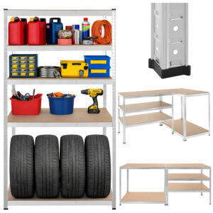 Förvaringshylla 180 x 100 x 60 cm – Metallhylla med 5 Justerbara Hyllplan, 3-i-1 & 1000 kg