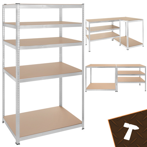 Förvaringshylla 180 x 100 x 60 cm – Metallhylla med 5 Justerbara Hyllplan, 3-i-1 & 1000 kg