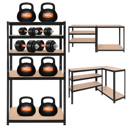 Förvaringshylla 180 x 90 x 40 cm – Metallhylla med 5 Justerbara Hyllplan, 1000 kg