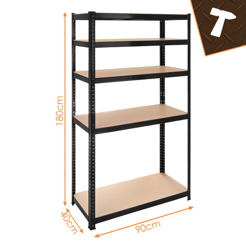 Förvaringshylla 180 x 90 x 40 cm – Metallhylla med 5 Justerbara Hyllplan, 1000 kg