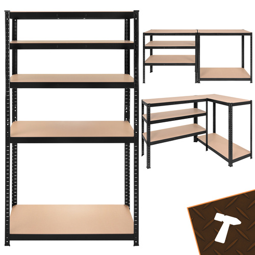 Förvaringshylla 180 x 90 x 40 cm – Metallhylla med 5 Justerbara Hyllplan, 1000 kg