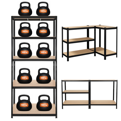 Förvaringshylla 220 x 100 x 45 cm – Metallhylla med 5 Justerbara Hyllplan, 1000 kg