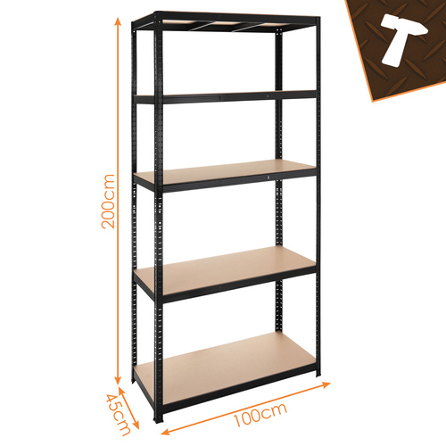 Förvaringshylla 220 x 100 x 45 cm – Metallhylla med 5 Justerbara Hyllplan, 1000 kg