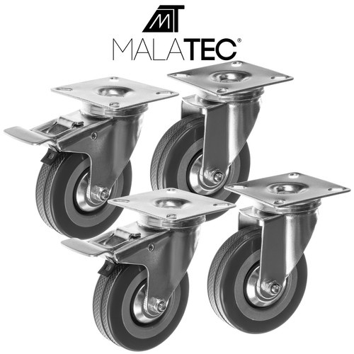 Svängbara Möbelhjul 75 mm 4-pack – Länkhjul med Broms för 220 kg