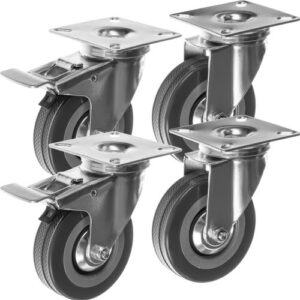 Svängbara Möbelhjul 75 mm 4-pack – Länkhjul med Broms för 220 kg