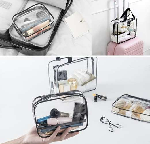 Transparent Sminkväska 3-i-1 – Necessär Set med 3 Vattentäta PVC-Väskor